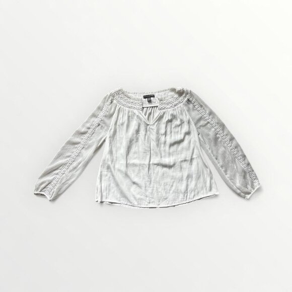 A Pea In The Pod Maternity Shirt Womens Medium Boho Embroidered Peasant Top - Picture 1 of 9